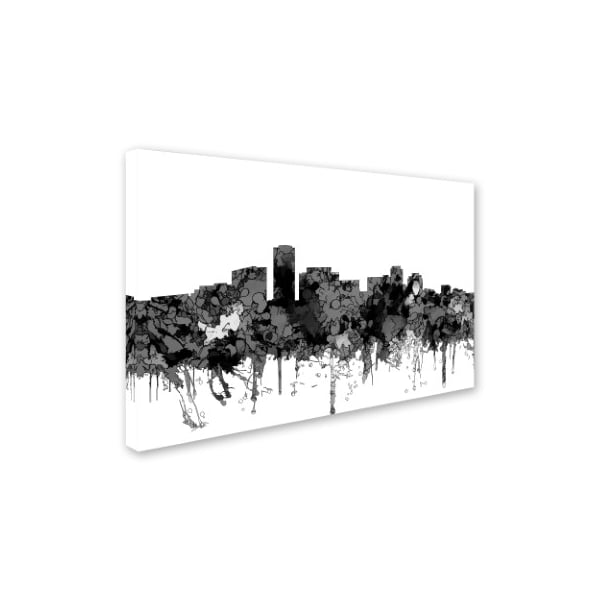 Marlene Watson 'Long Beach California Skyline BW ' Canvas Art,16x24